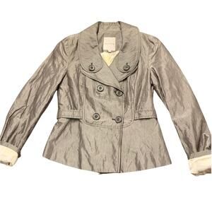 Walter Womens silver pewter cotton viscose double breasted jacket size 4